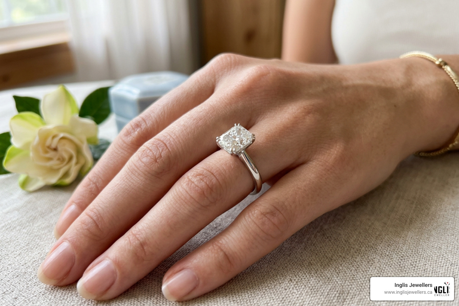 A stunning 2 carat Canadian diamond set in a classic 14k white gold solitaire ring