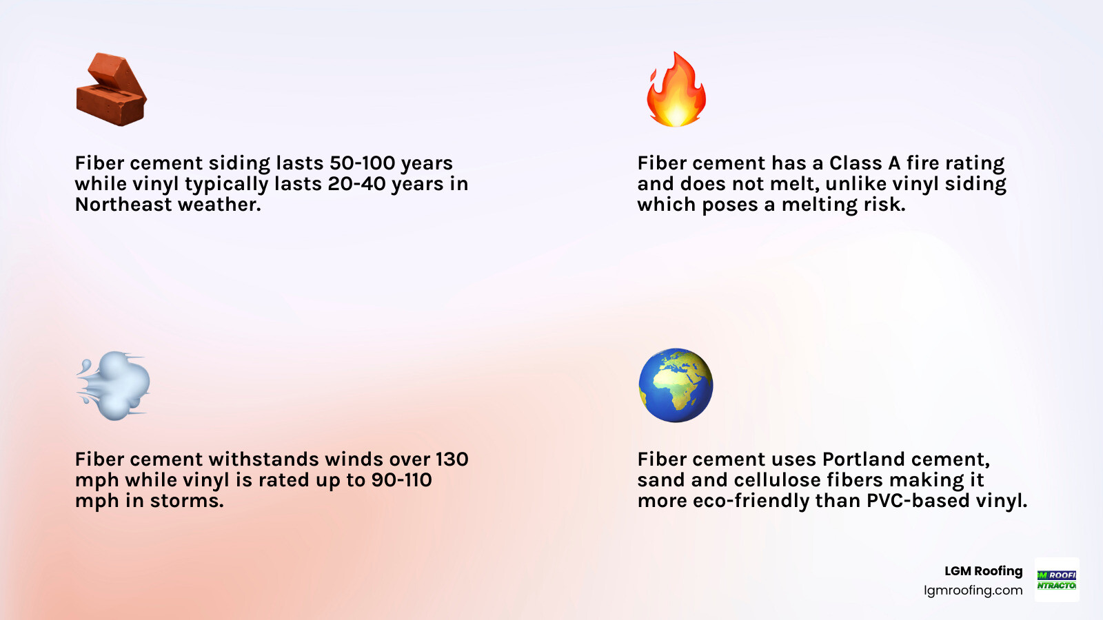 Infographic comparing vinyl siding vs fiber cement siding across durability, cost, fire resistance, and lifespan infographic Infographic comparing vinyl siding vs fiber cement siding across durability, cost, fire resistance, and lifespan infographic