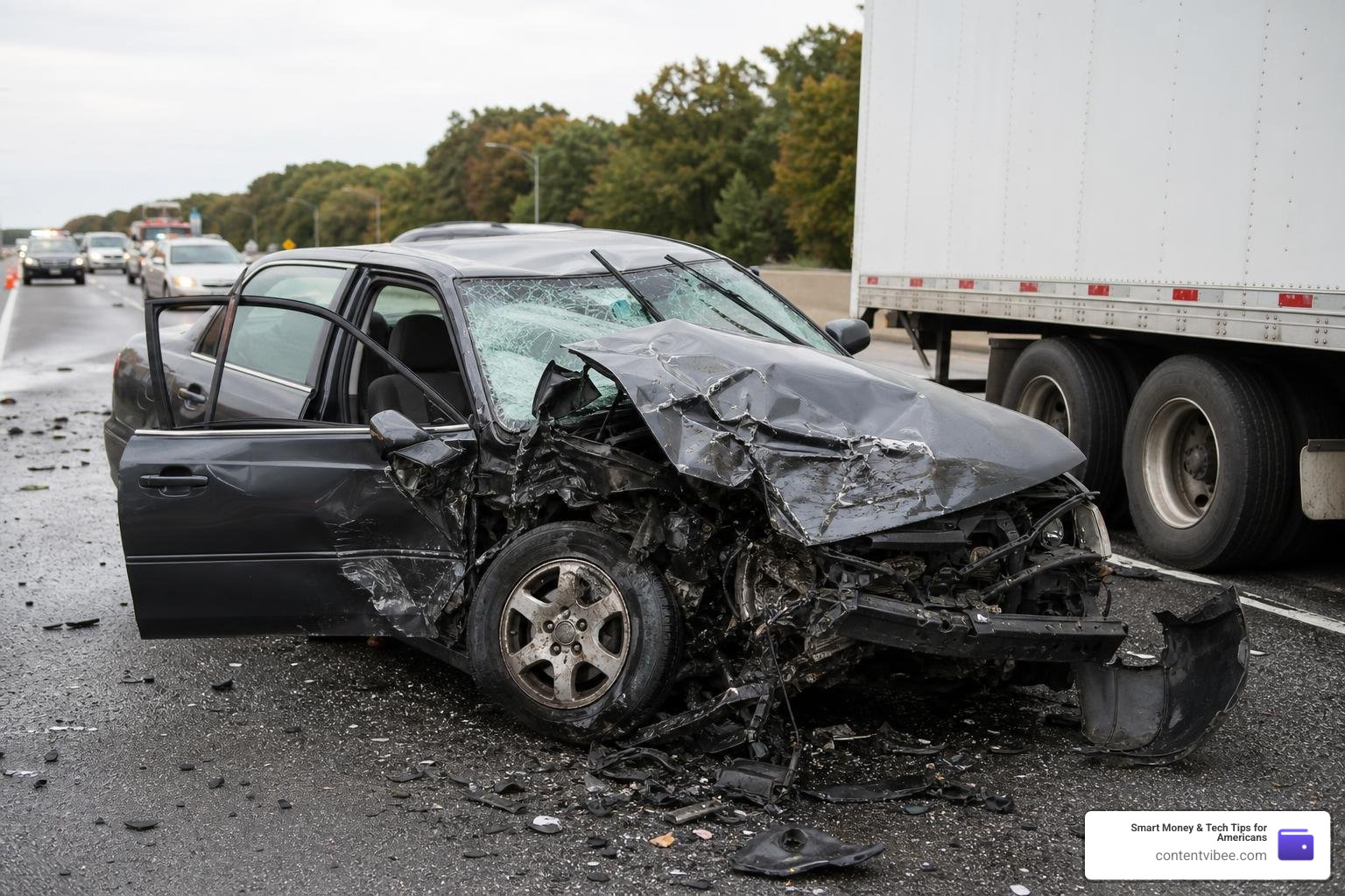 damaged passenger vehicle