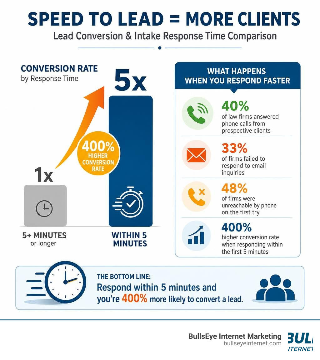Speed to lead graphic illustrating 400% higher conversion rate when responding to inquiries within five
