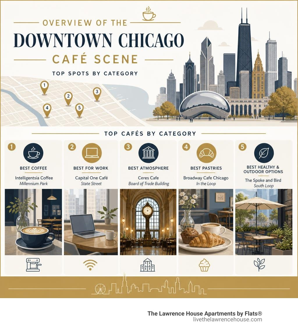 Overview infographic of the downtown Chicago café scene highlighting top spots by category infographic Overview infographic of the downtown Chicago café scene highlighting top spots by category infographic