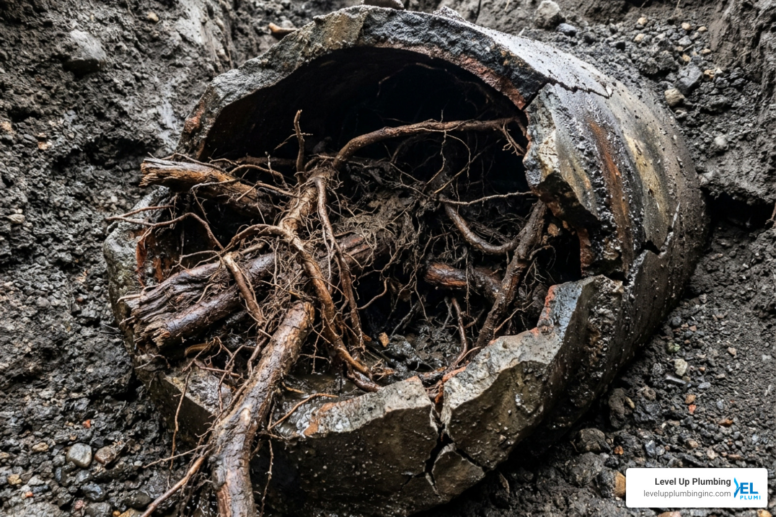 tree root intrusion blocking a sewer line tree root intrusion blocking a sewer line