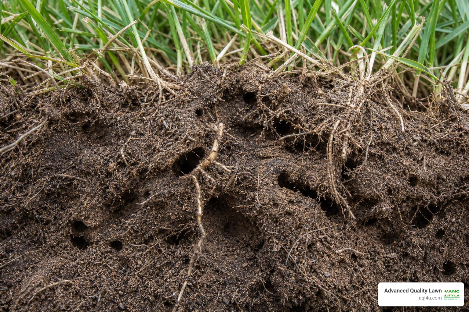 grass roots damaged by ant tunneling