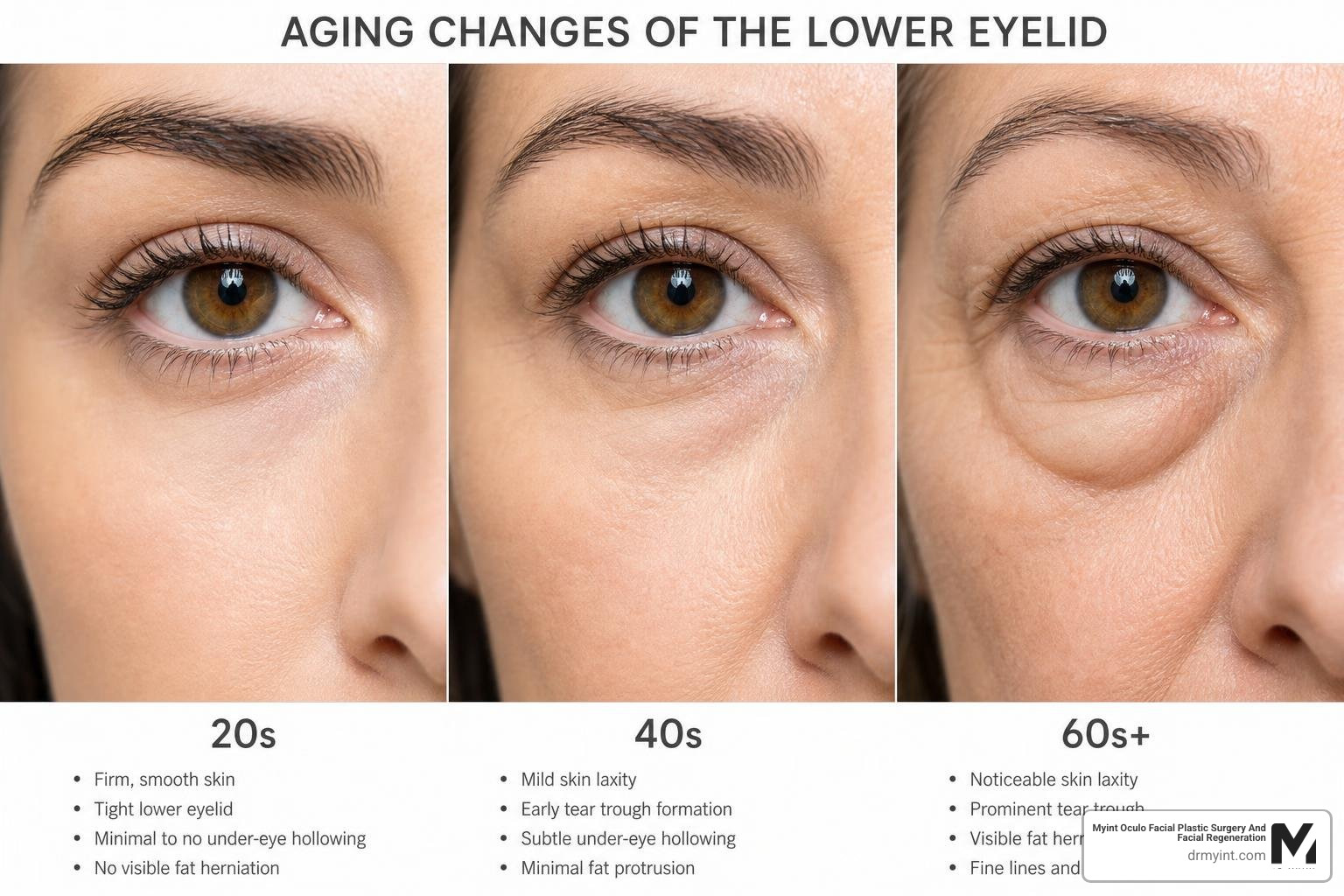 Anatomical progression of lower eyelid aging over the decades Anatomical progression of lower eyelid aging over the decades