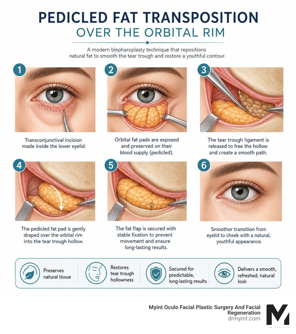 Infographic demonstrating pedicled fat transposition over the orbital rim infographic Infographic demonstrating pedicled fat transposition over the orbital rim infographic
