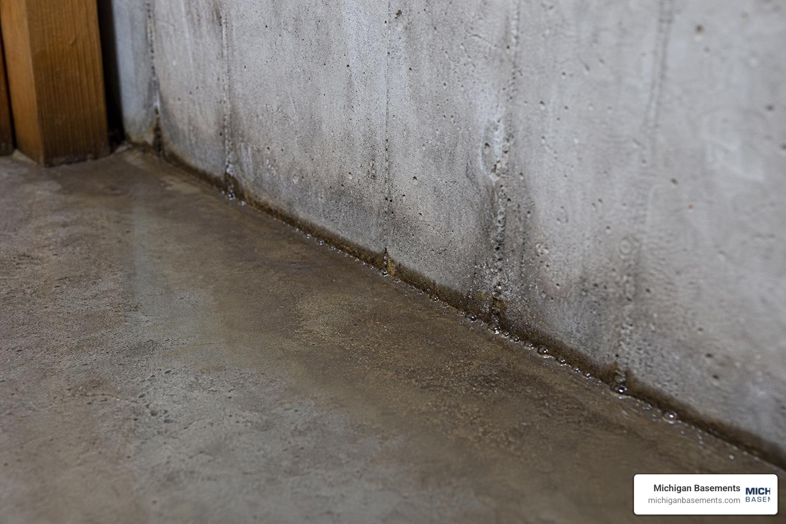 water seeping through a foundation seam