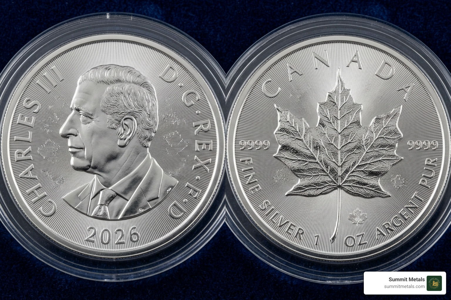2026 Silver Maple Leaf obverse and reverse showcasing King Charles III and the sugar maple leaf