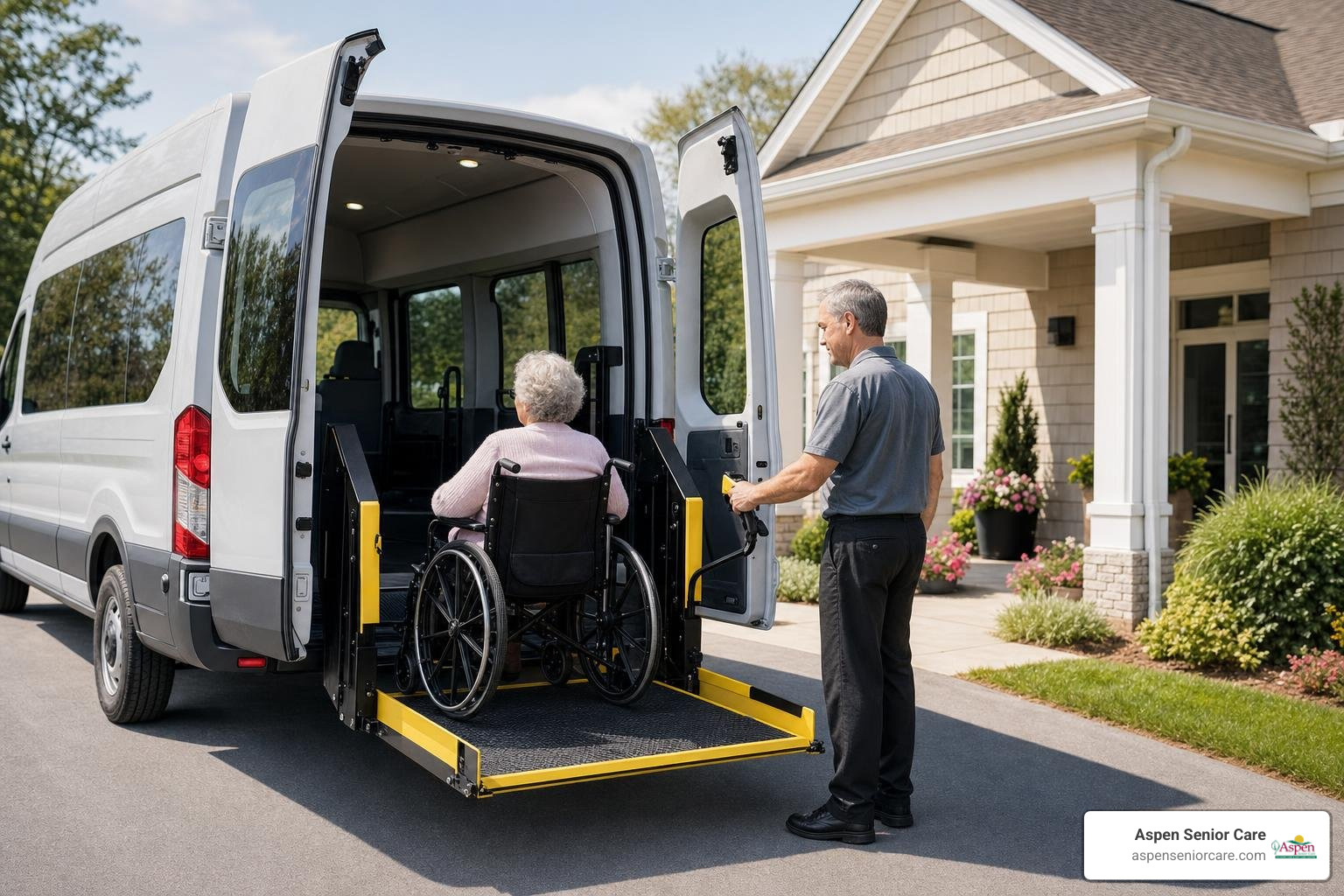Senior transportation van with wheelchair lift