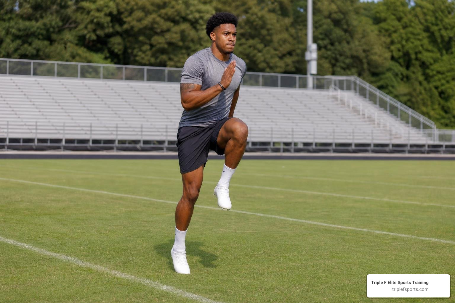 athlete performing single-leg pogo hops for lower limb conditioning athlete performing single-leg pogo hops for lower limb conditioning