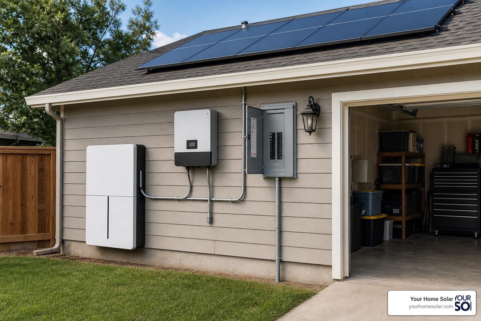 a hybrid solar system setup with battery storage a hybrid solar system setup with battery storage