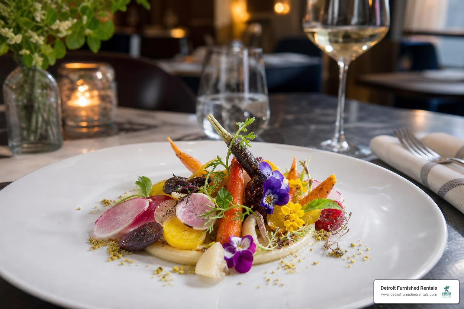 Upscale plant-based dish in Detroit