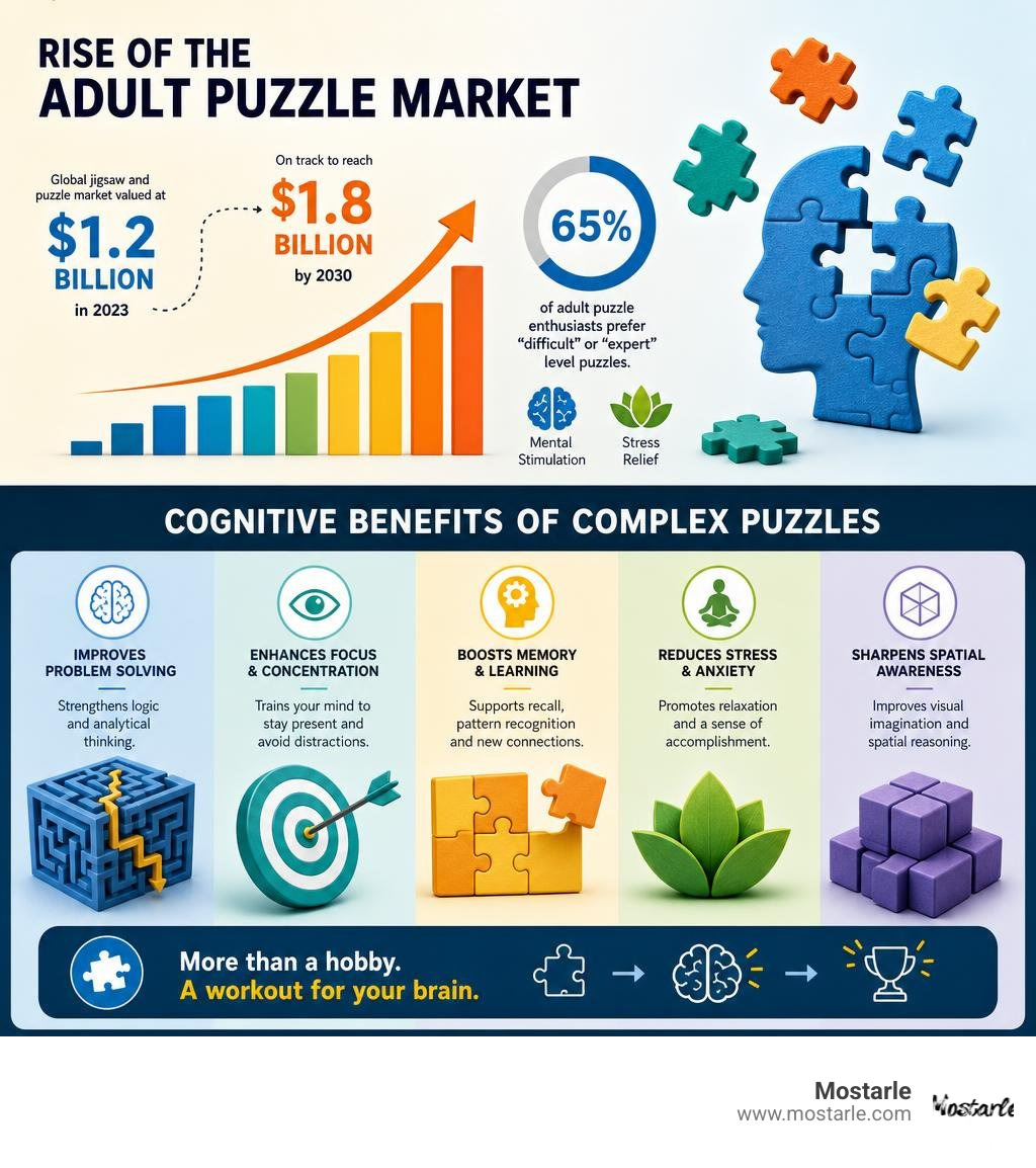 Rise of adult puzzle market and cognitive benefits infographic infographic