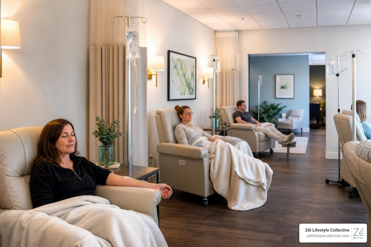 Comfortable clinical IV lounge at Zel Lifestyle Collective in Tallmadge Ohio Comfortable clinical IV lounge at Zel Lifestyle Collective in Tallmadge Ohio