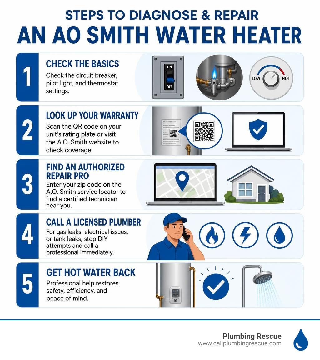 Steps to diagnose and repair an AO Smith water heater infographic infographic Steps to diagnose and repair an AO Smith water heater infographic infographic