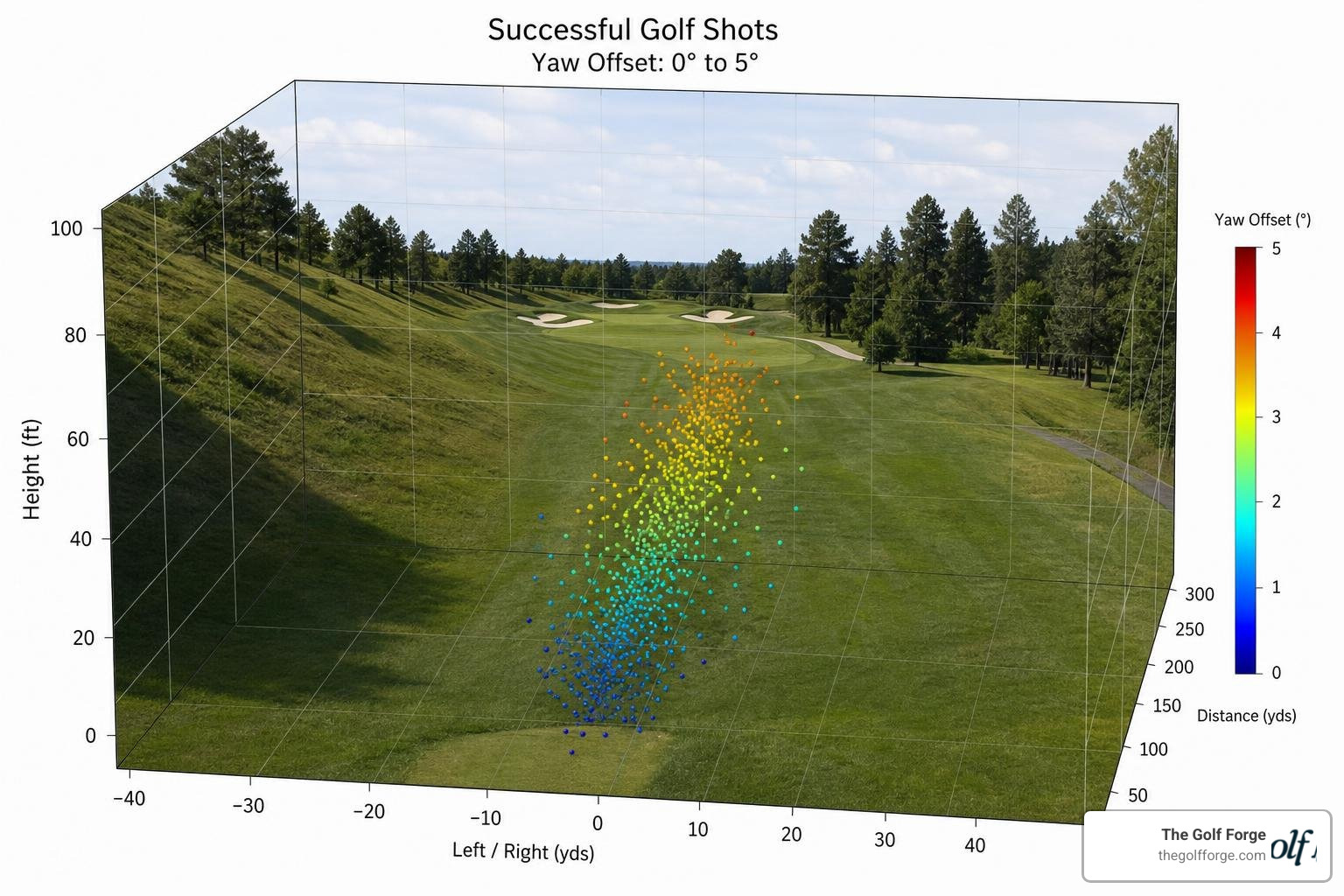 3D scatter plot showing successful golf shot parameters 3D scatter plot showing successful golf shot parameters