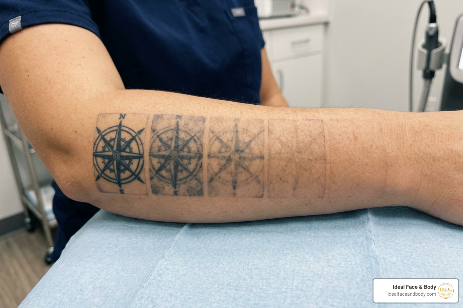 Tattoo fading gradually over multiple laser tattoo removal sessions Tattoo fading gradually over multiple laser tattoo removal sessions