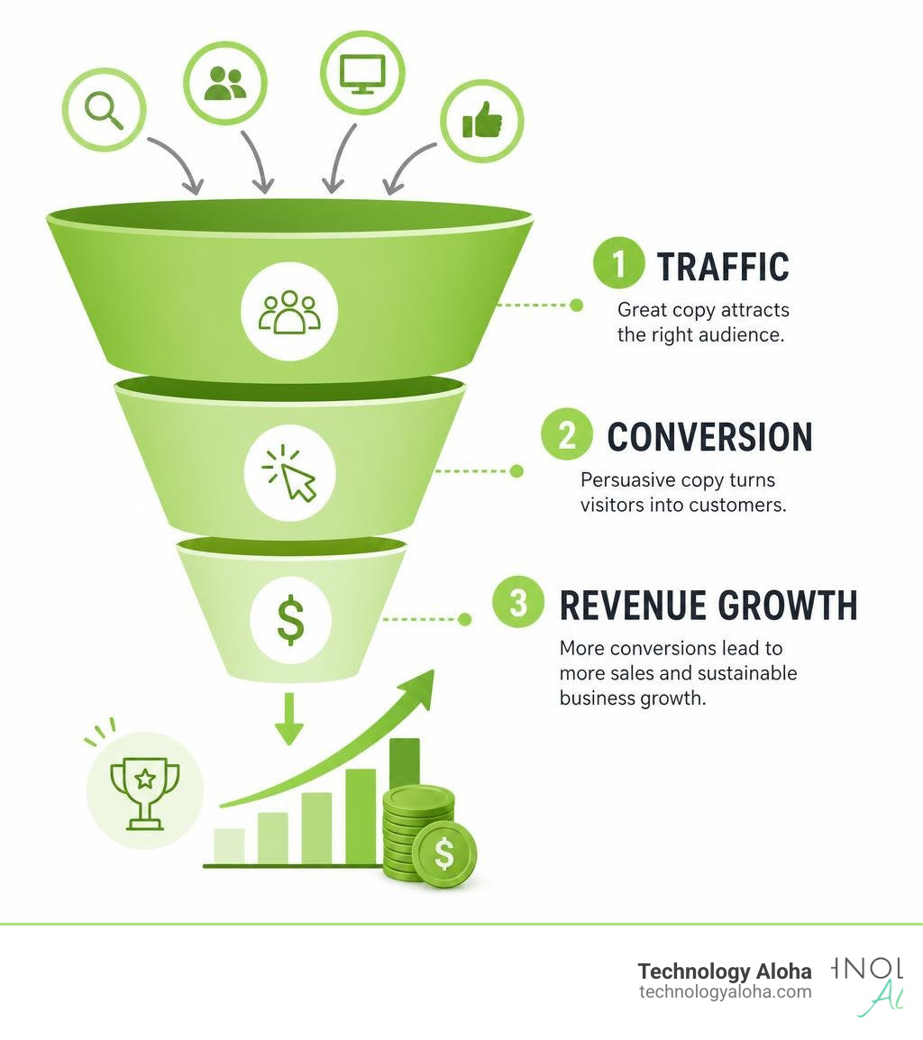 Infographic showing the copywriting services funnel from traffic to conversion to revenue growth infographic Infographic showing the copywriting services funnel from traffic to conversion to revenue growth infographic