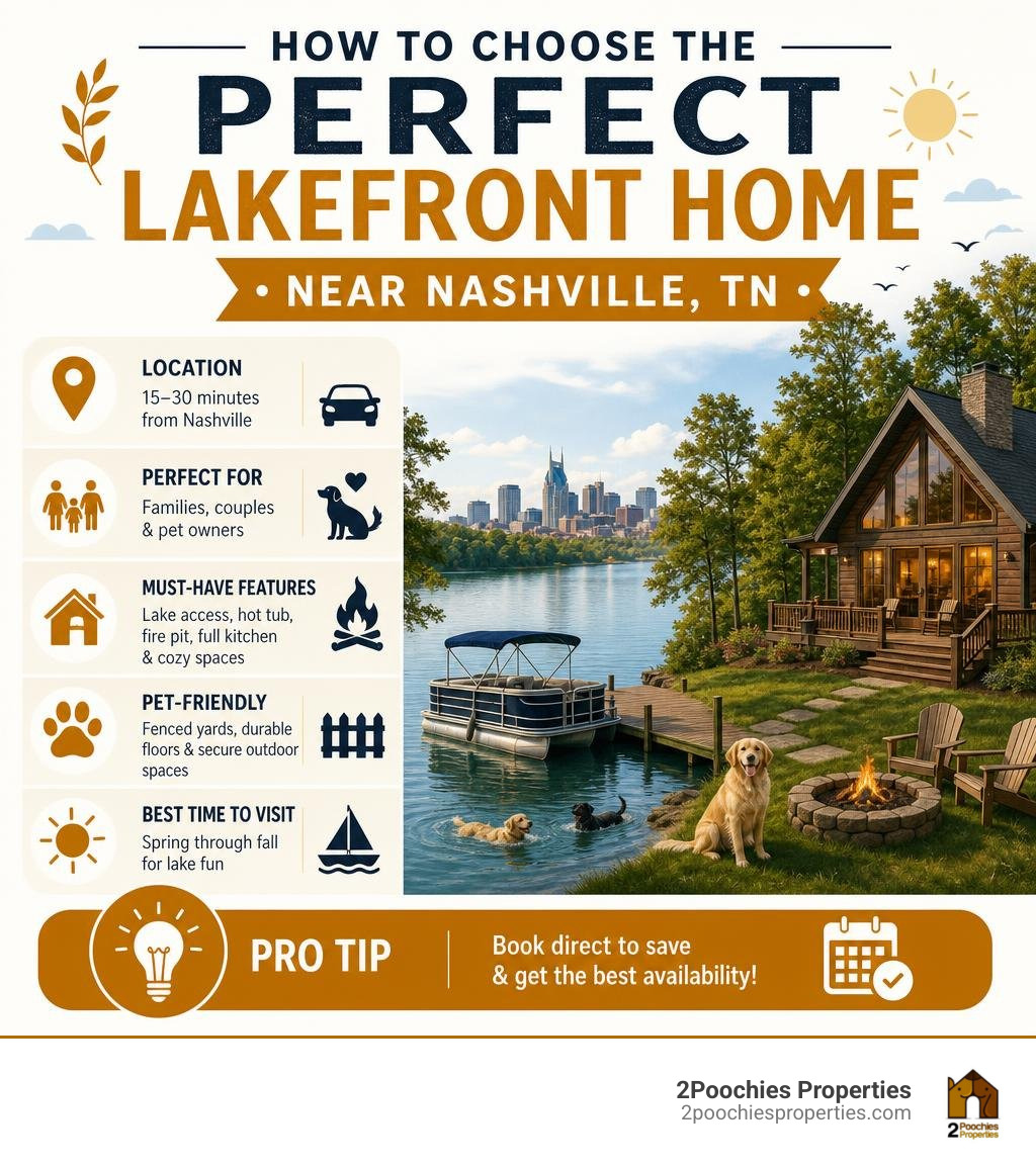 How to choose the perfect lakefront home near Nashville TN infographic infographic