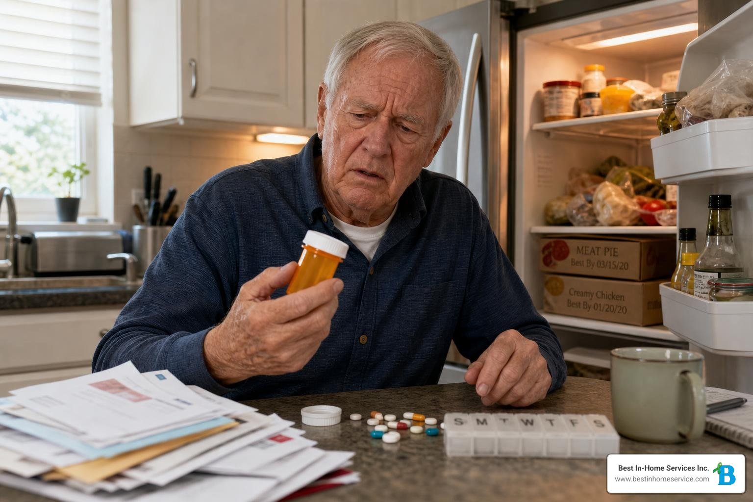 Senior struggling with daily tasks at home Senior struggling with daily tasks at home