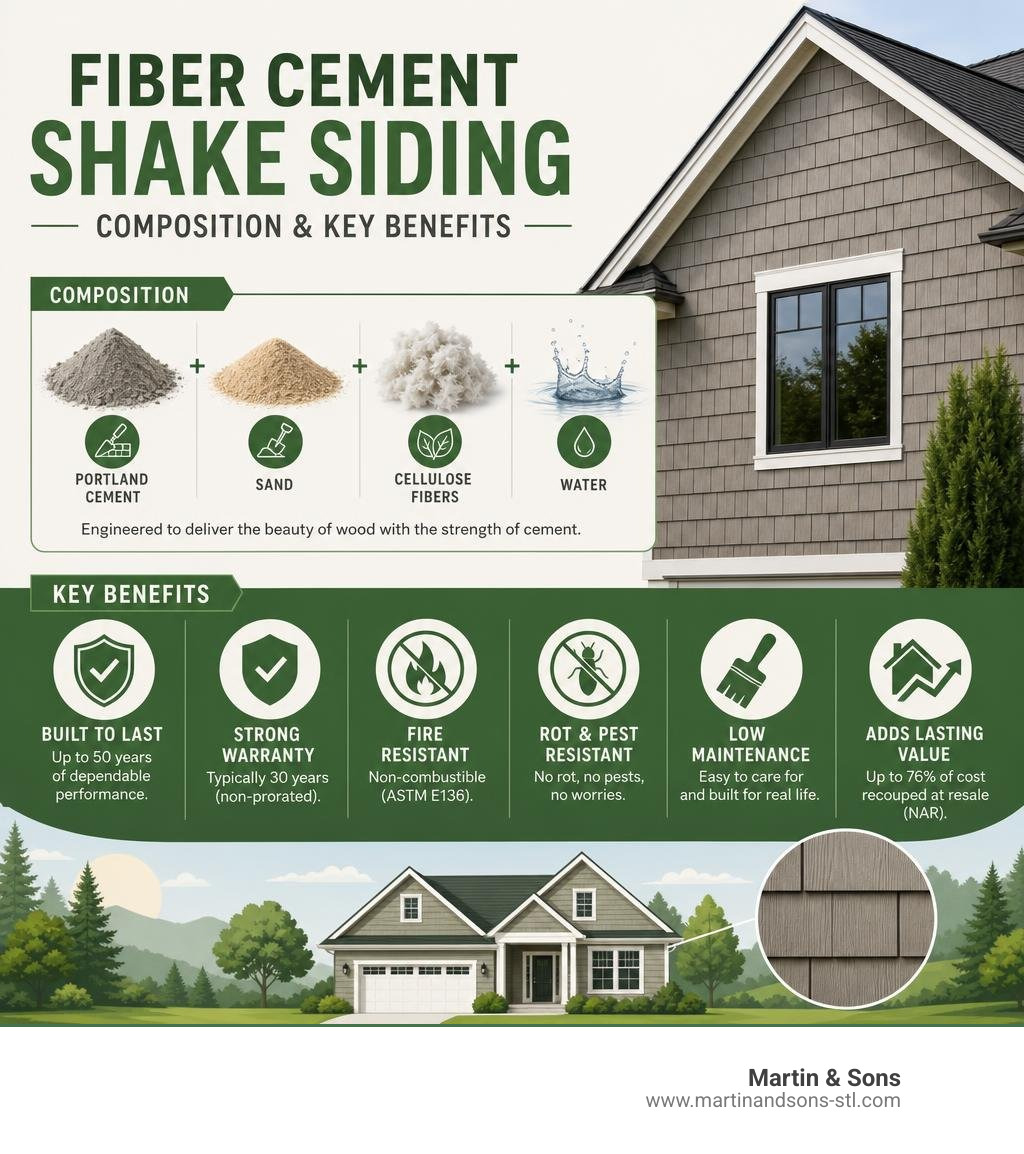 Fiber cement shake siding composition and key benefits infographic infographic Fiber cement shake siding composition and key benefits infographic infographic