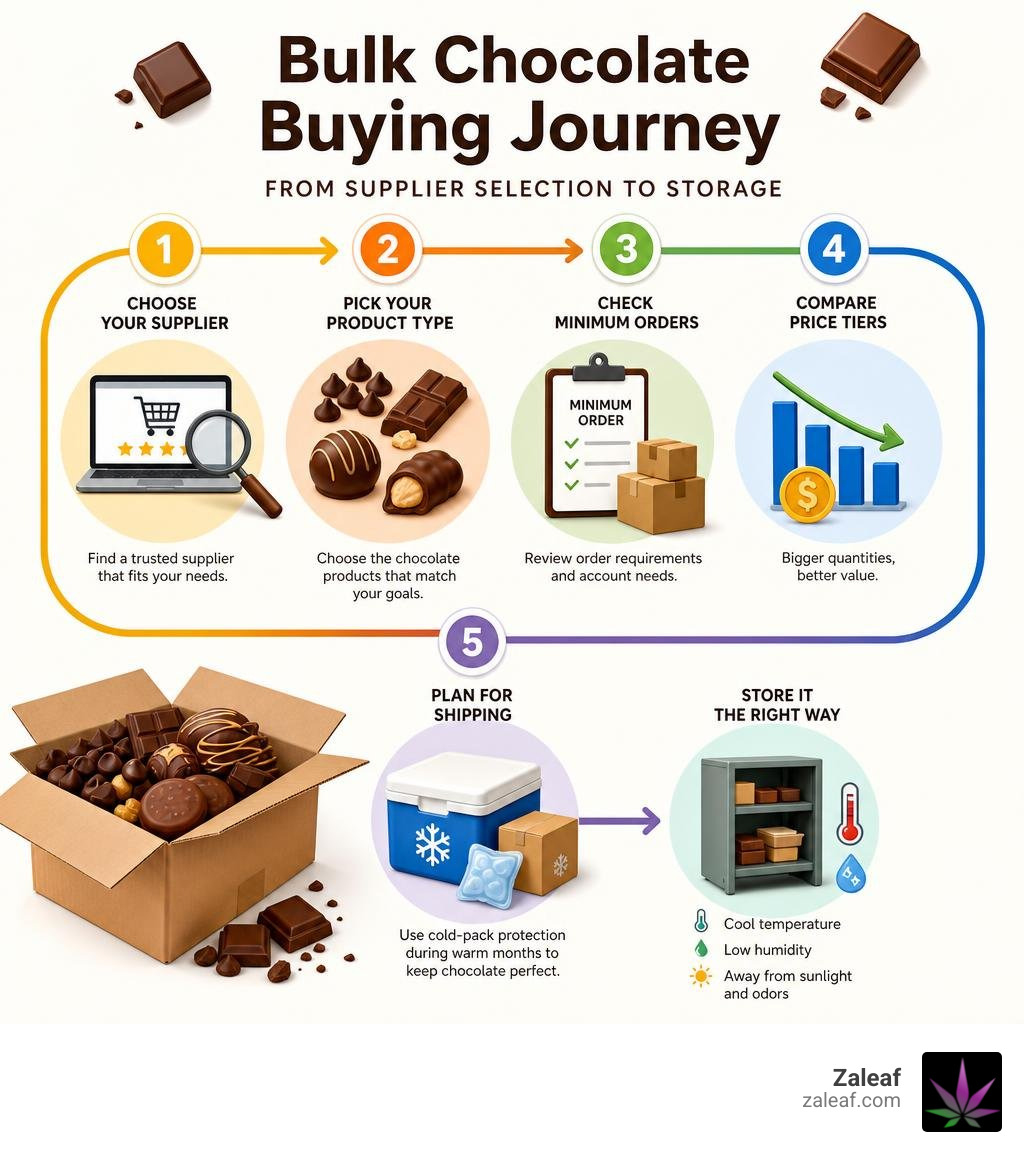 Bulk chocolate buying journey from supplier selection to storage infographic infographic Bulk chocolate buying journey from supplier selection to storage infographic infographic