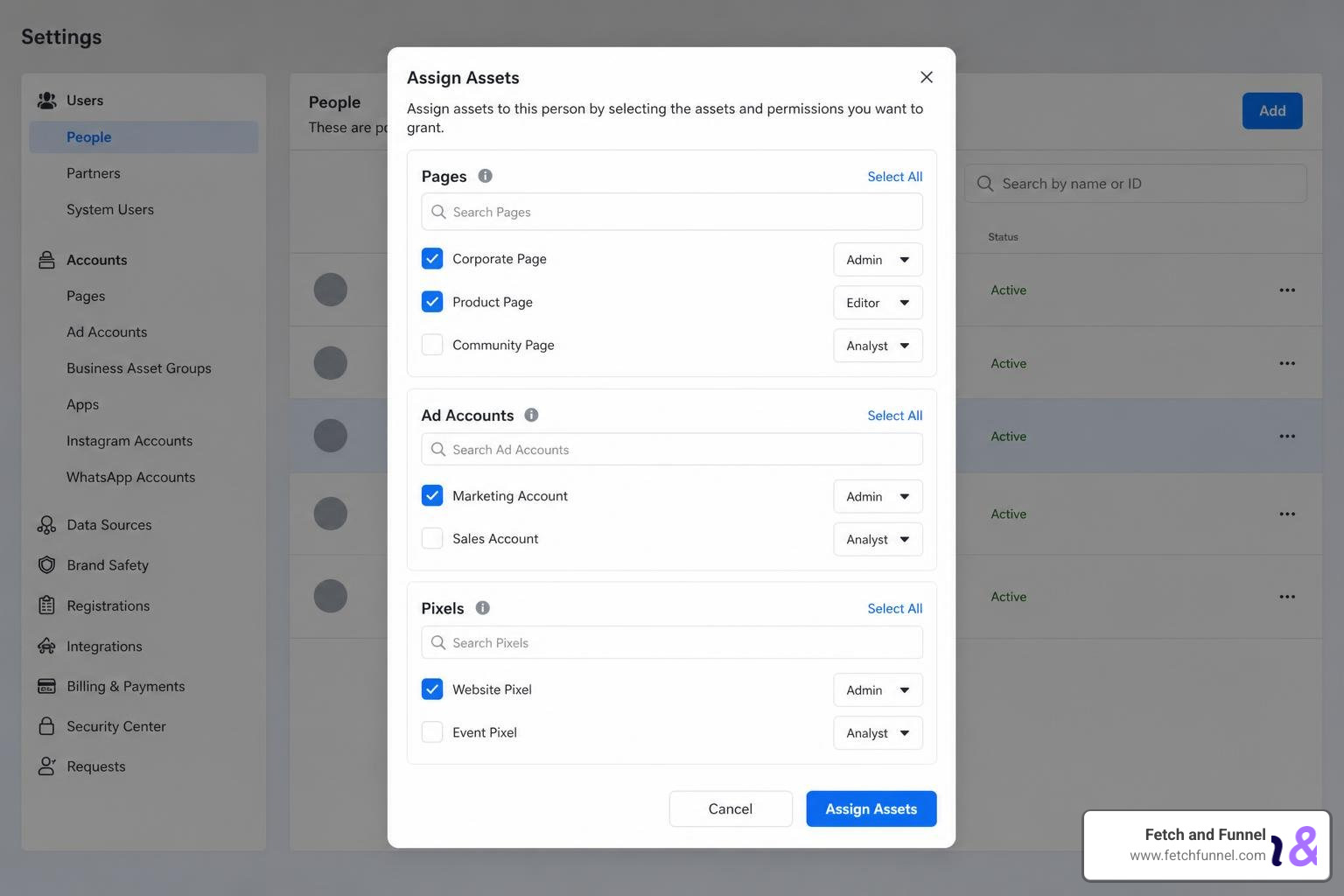 assigning assets to a user assigning assets to a user