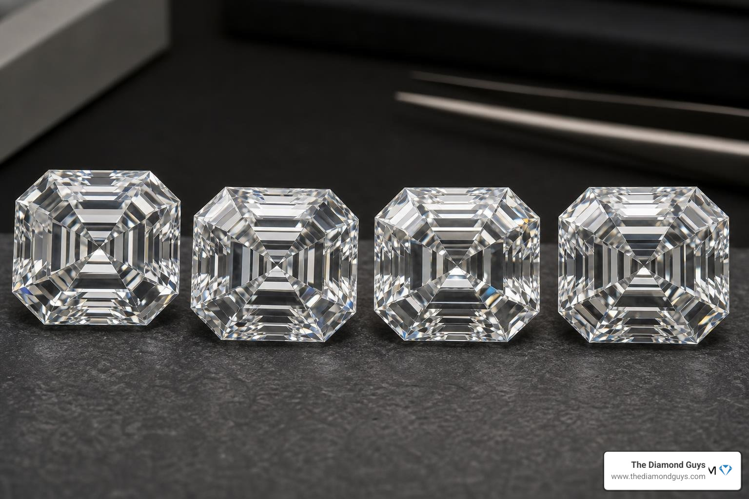 Asscher cut diamonds showing the captivating hall-of-mirrors effect Asscher cut diamonds showing the captivating hall-of-mirrors effect