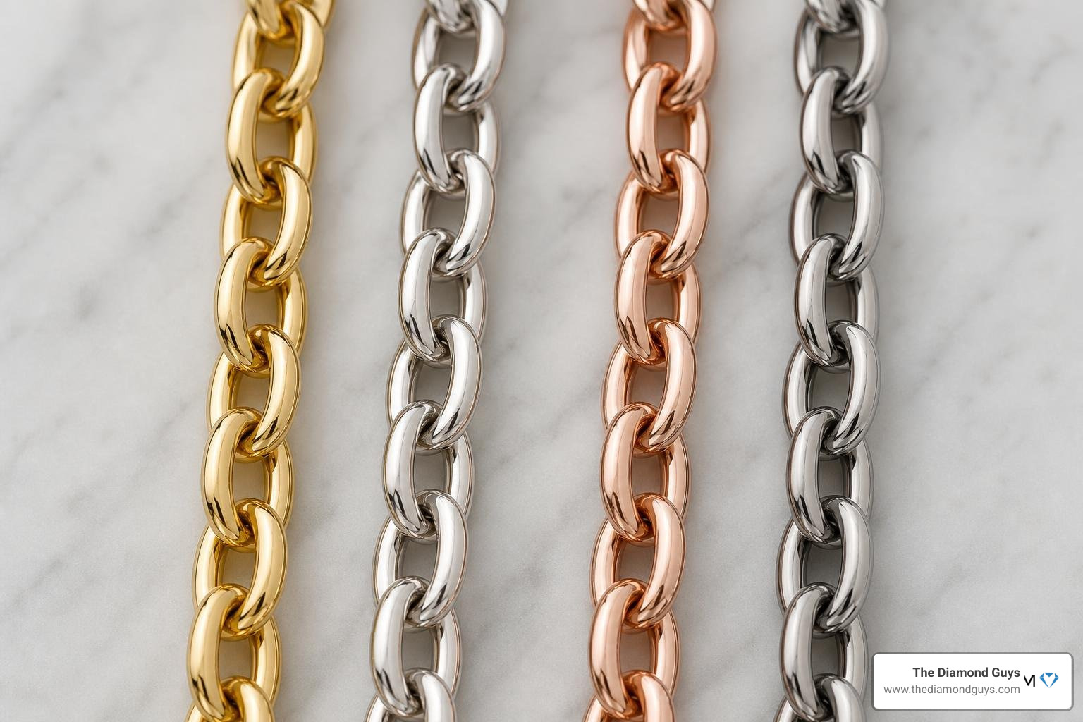 Different gold metal colors: yellow gold, white gold, rose gold, and platinum Different gold metal colors: yellow gold, white gold, rose gold, and platinum