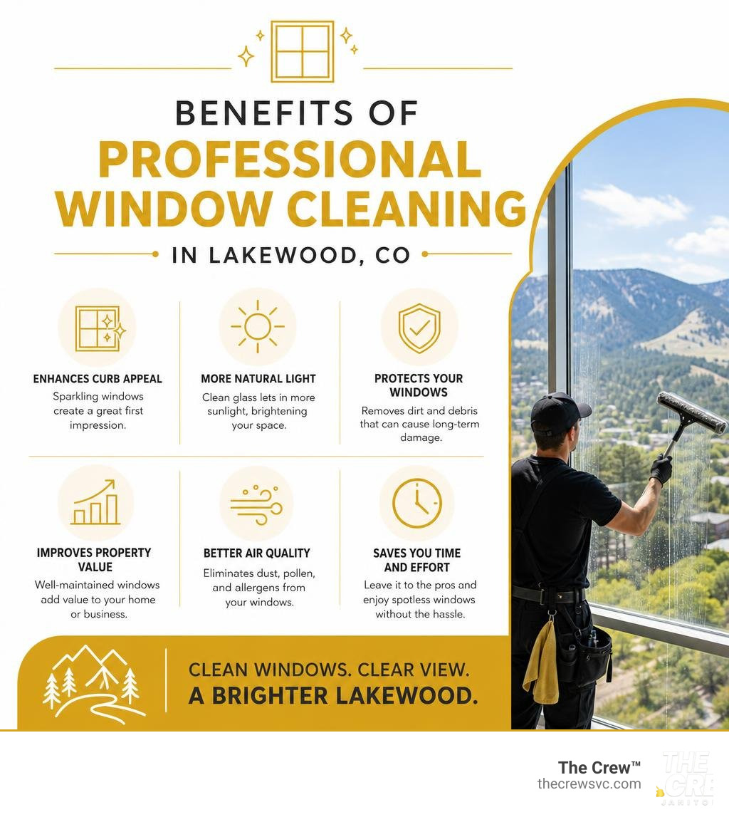 Benefits of professional window cleaning in Lakewood CO infographic infographic