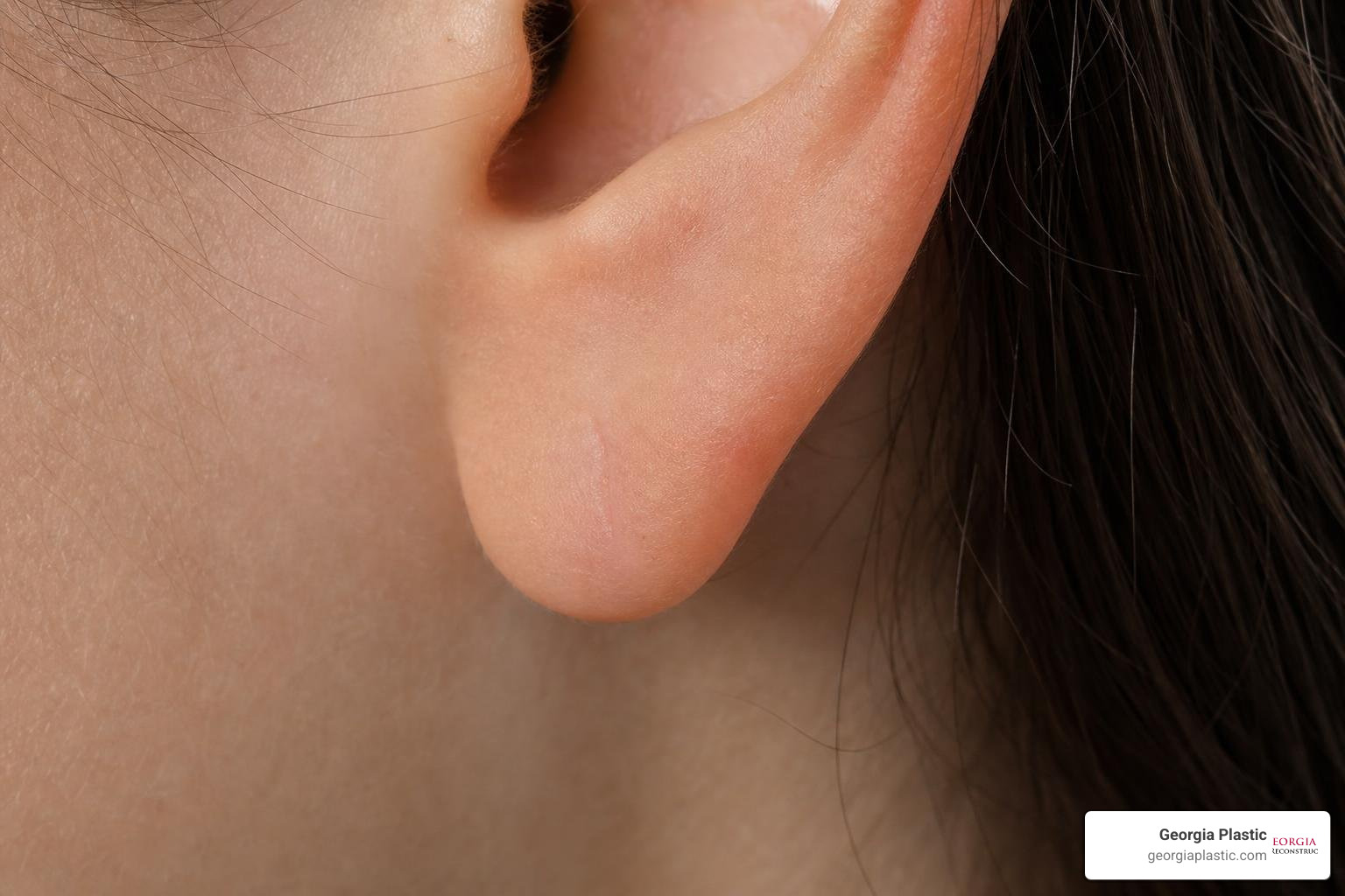 healed earlobe with subtle scar healed earlobe with subtle scar