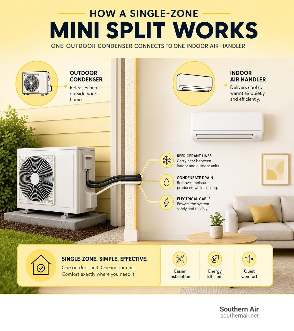 infographic explaining how one outdoor mini split condenser connects to one indoor air handler infographic infographic explaining how one outdoor mini split condenser connects to one indoor air handler infographic