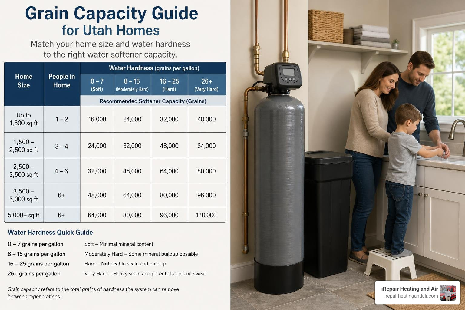 grain capacity chart for Utah home size and water hardness grain capacity chart for Utah home size and water hardness