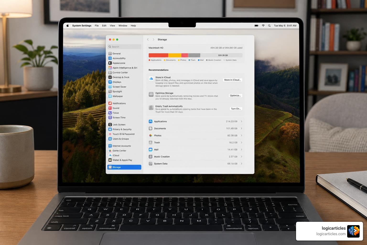 macOS System Settings storage overview