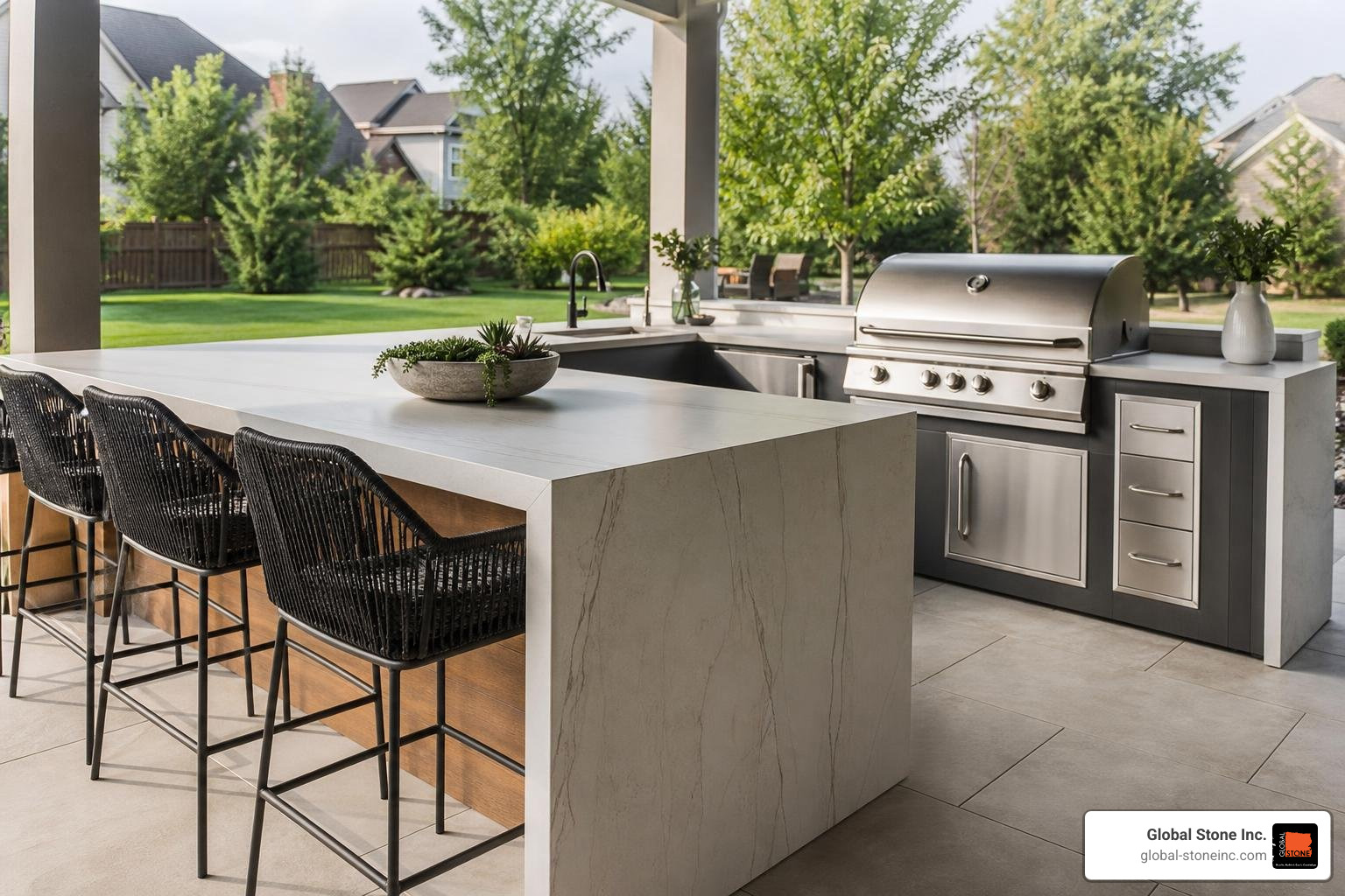 outdoor kitchen with Dekton countertops