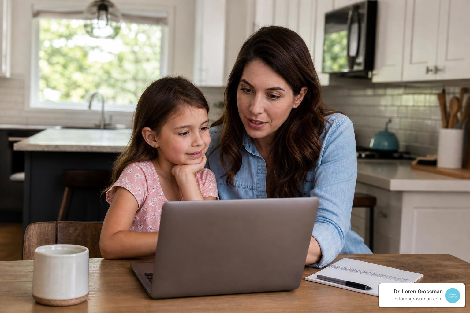 Mother and child searching for a pediatric dentist online Mother and child searching for a pediatric dentist online