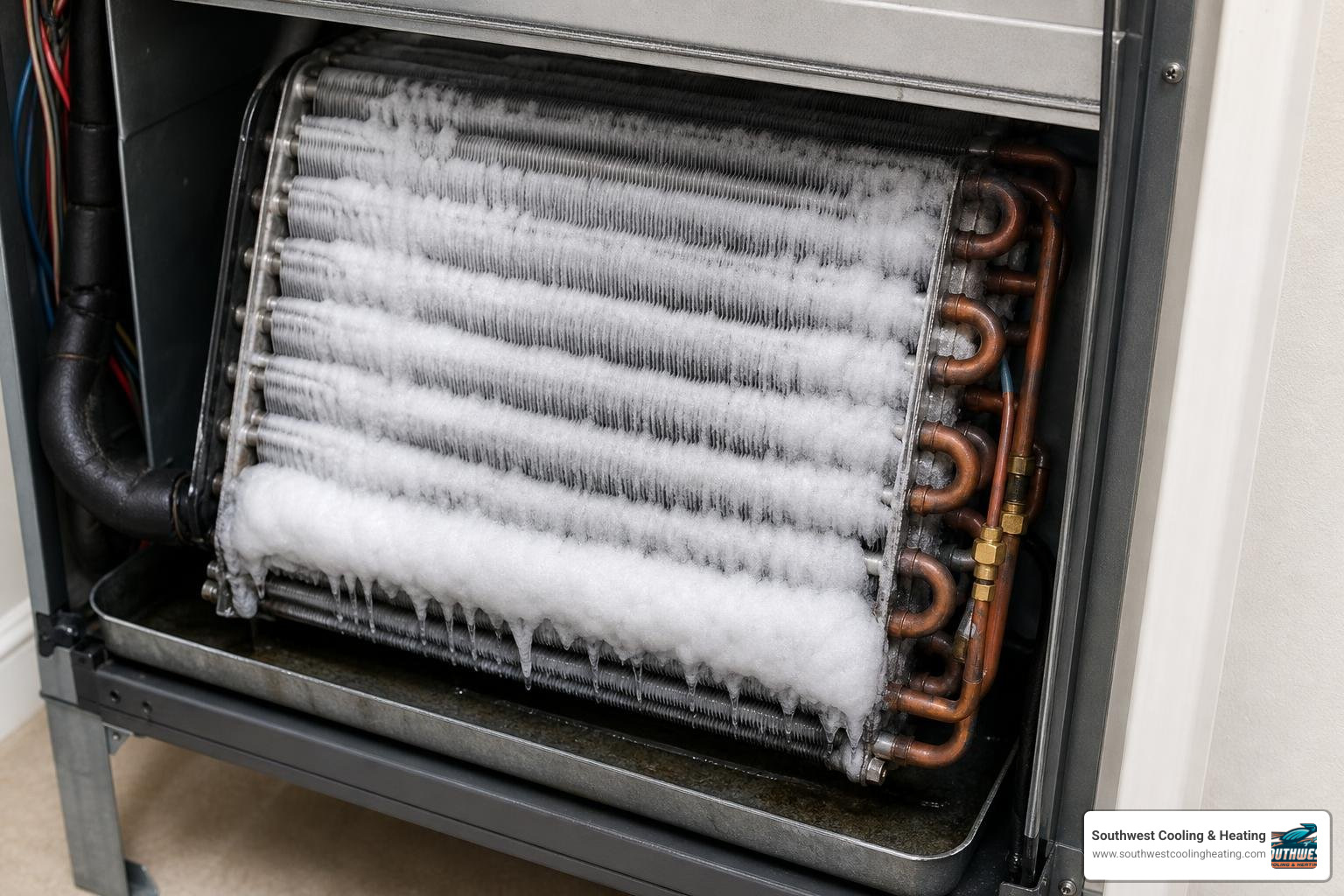 frozen evaporator coils on an indoor air handler unit frozen evaporator coils on an indoor air handler unit
