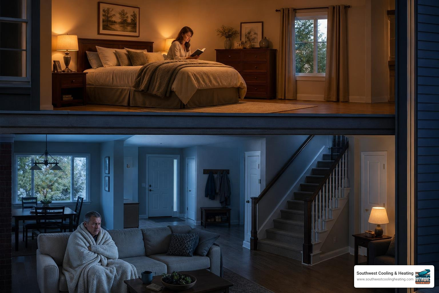 Uneven indoor temperatures in a multi-story home, hot spots, warm upstairs bedroom Uneven indoor temperatures in a multi-story home, hot spots, warm upstairs bedroom