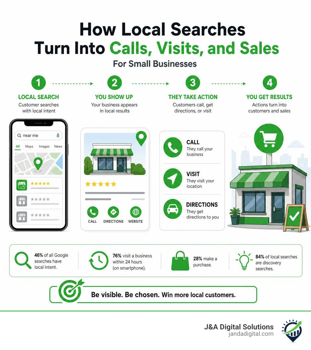 How local searches turn into calls, visits, and sales for small businesses infographic How local searches turn into calls, visits, and sales for small businesses infographic