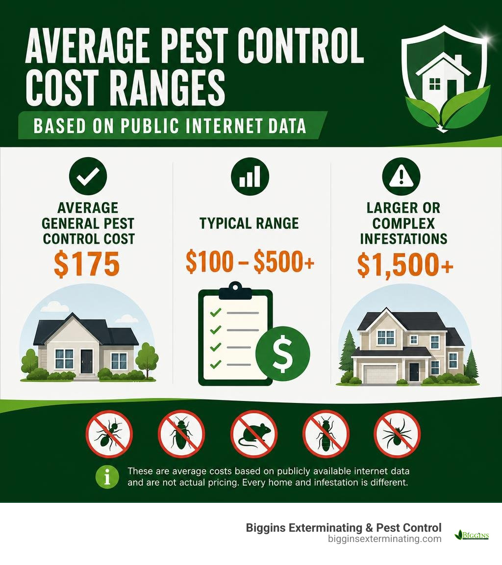 average pest control cost ranges based on public internet data infographic