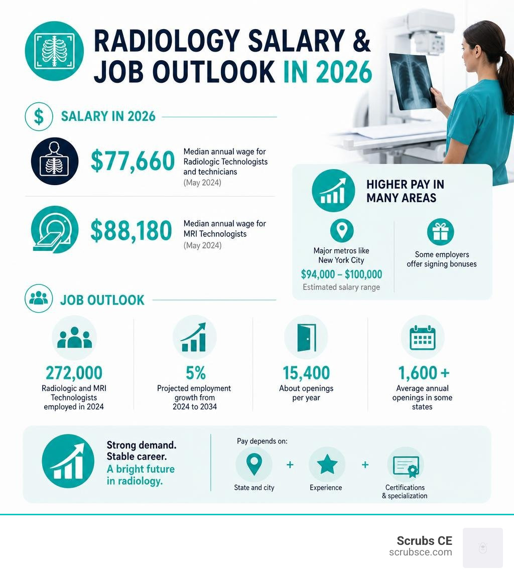Radiology salary and job outlook statistics for 2026 infographic Radiology salary and job outlook statistics for 2026 infographic
