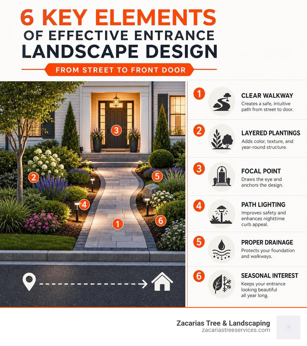 Infographic: 6 key elements of effective entrance landscape design from street to front door infographic Infographic: 6 key elements of effective entrance landscape design from street to front door infographic