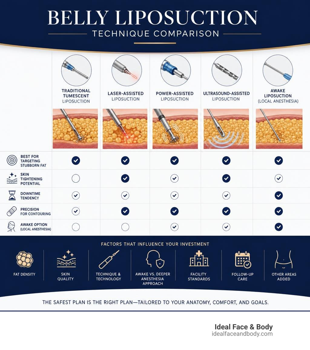 belly liposuction technique comparison infographic belly liposuction technique comparison infographic