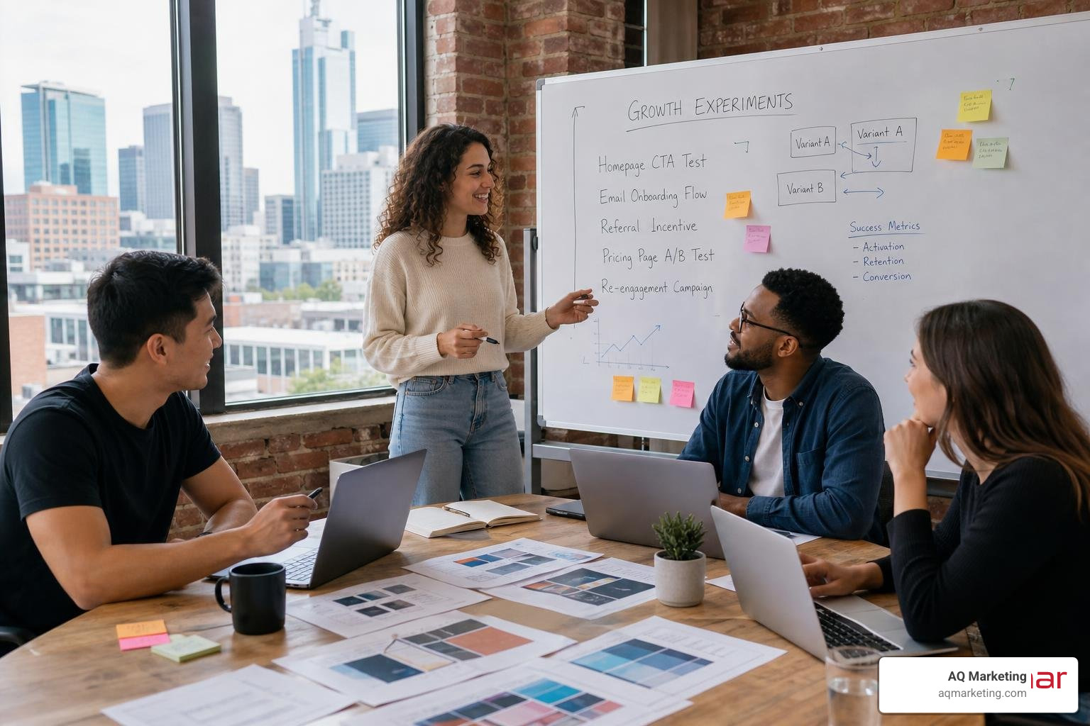 Boston startup team balancing growth experiments with brand strategy