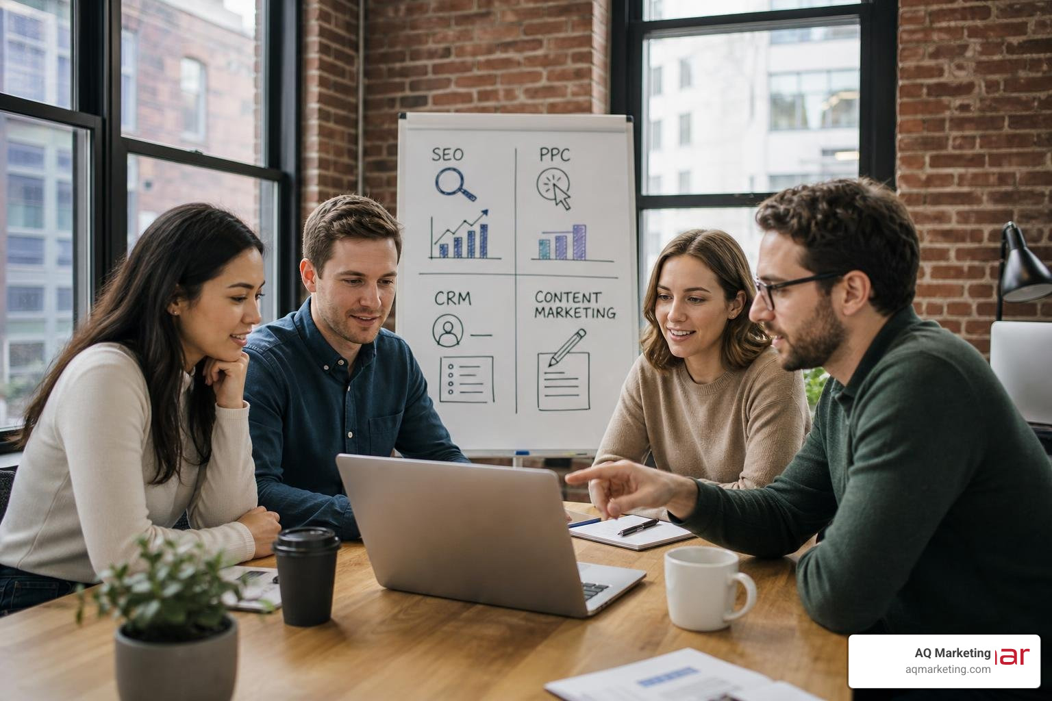 New England startup growth channel matrix with SEO PPC CRM and content