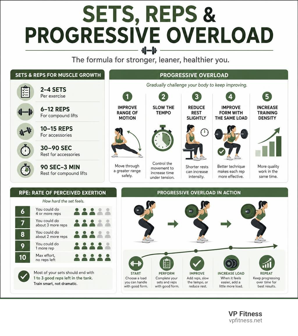 sets reps and progressive overload infographic infographic