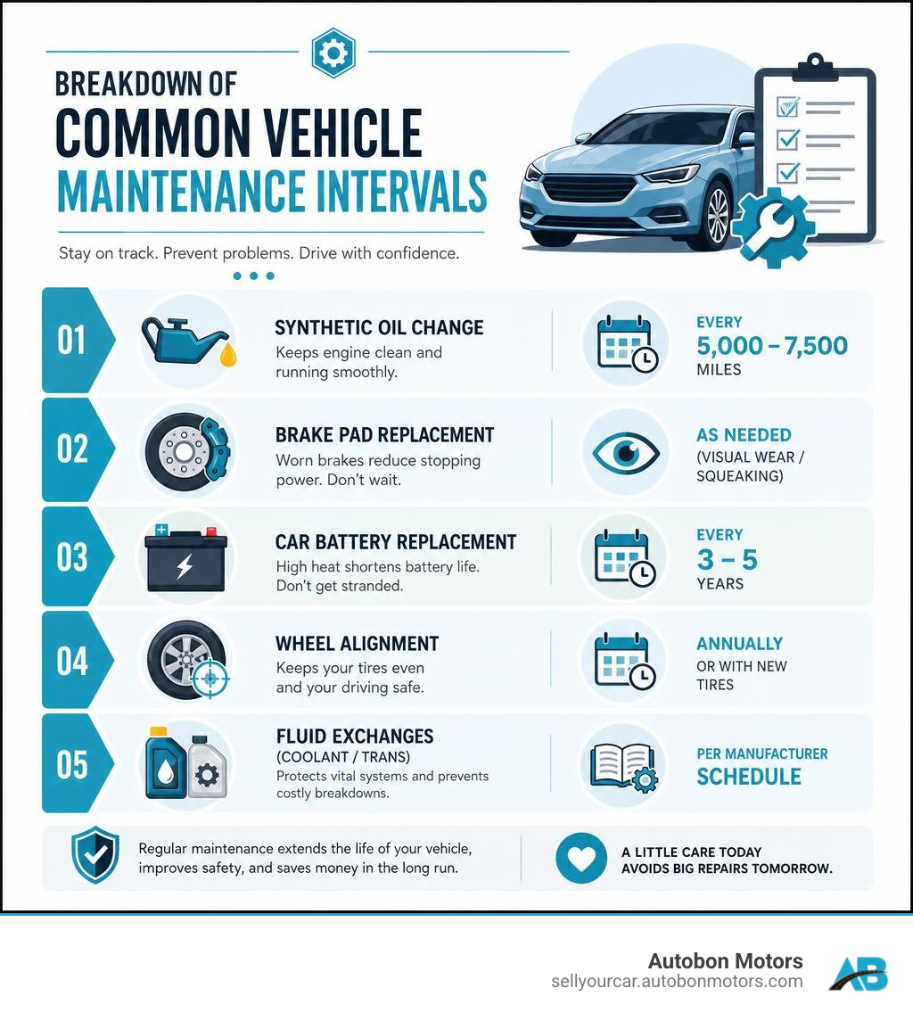 Infographic: breakdown of common vehicle maintenance intervals infographic