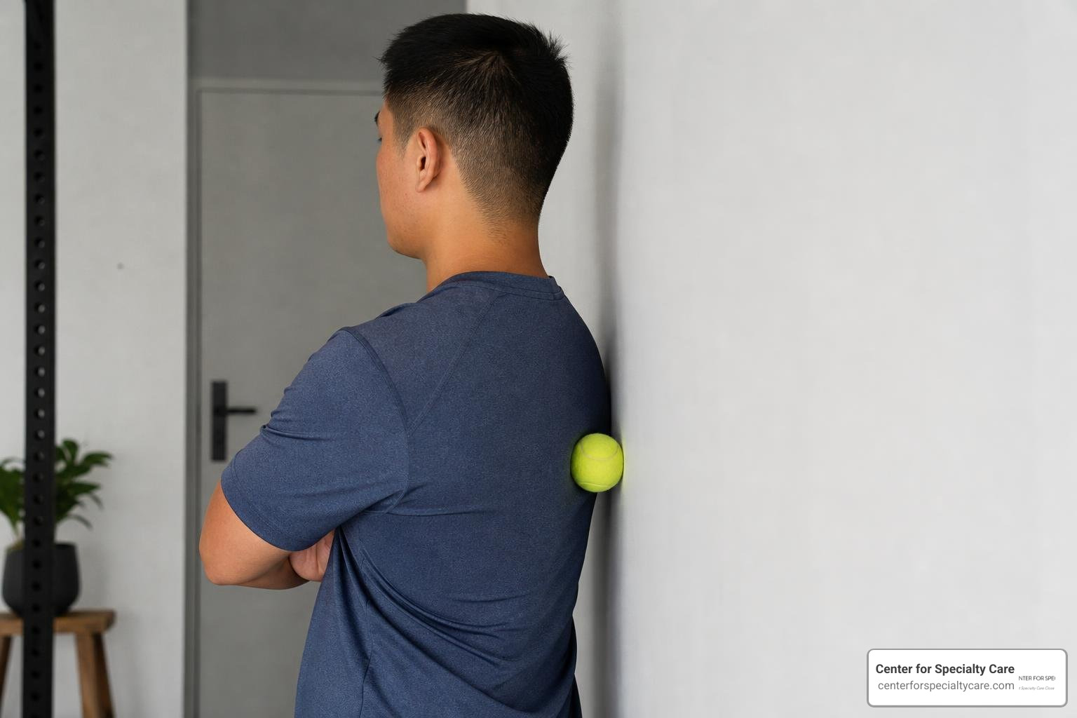 tennis ball self massage against wall for shoulder blade knot tennis ball self massage against wall for shoulder blade knot