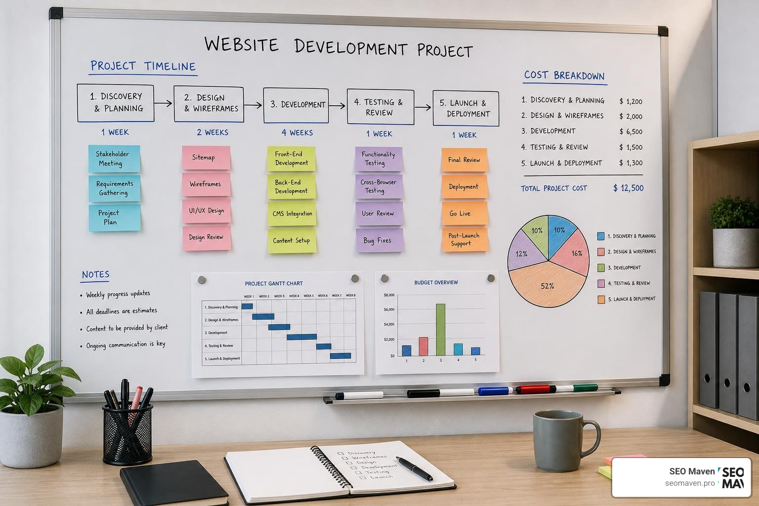 Website development cost breakdown and project phases Website development cost breakdown and project phases