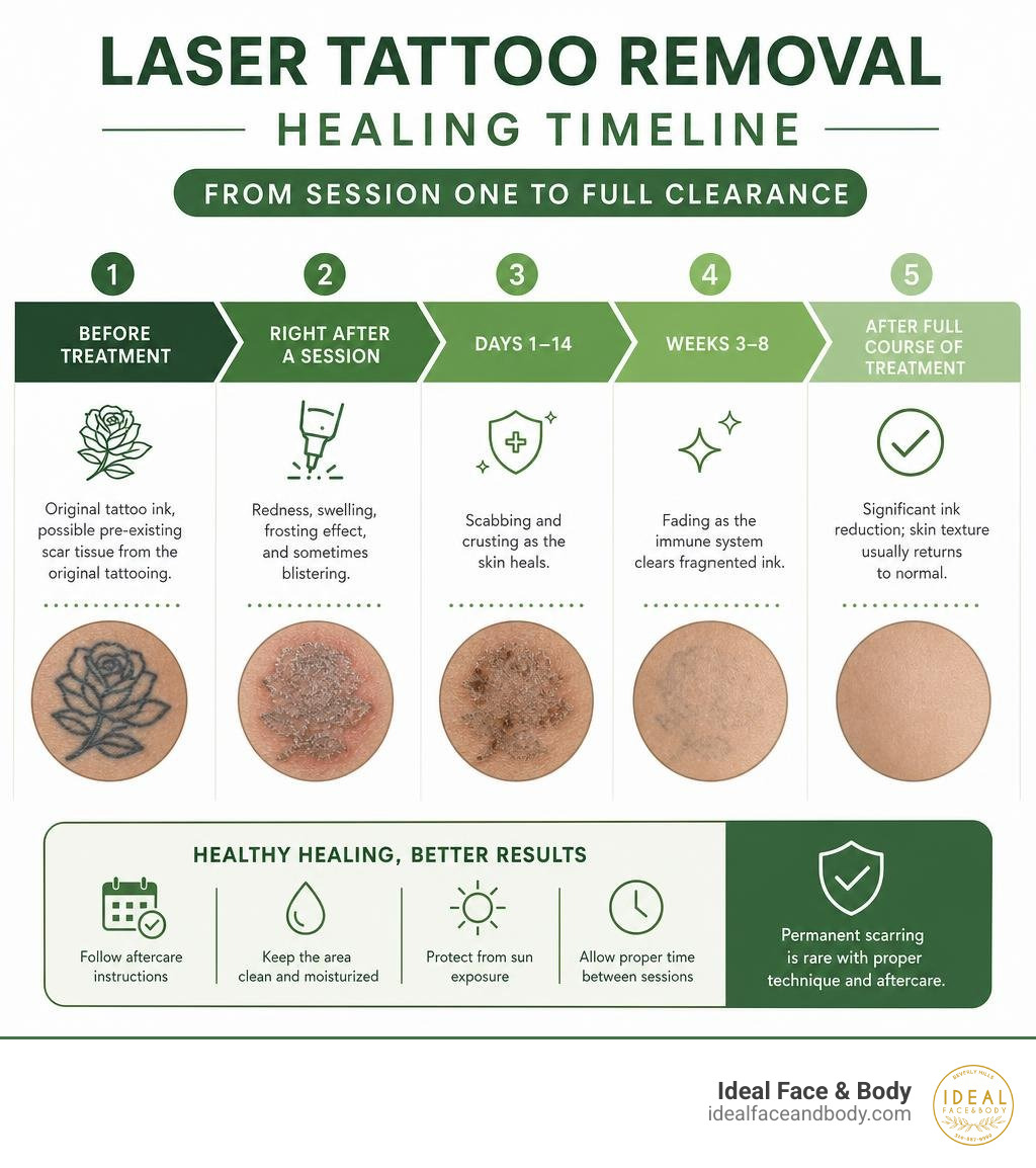 Laser tattoo removal healing timeline from session one to full clearance infographic infographic Laser tattoo removal healing timeline from session one to full clearance infographic infographic