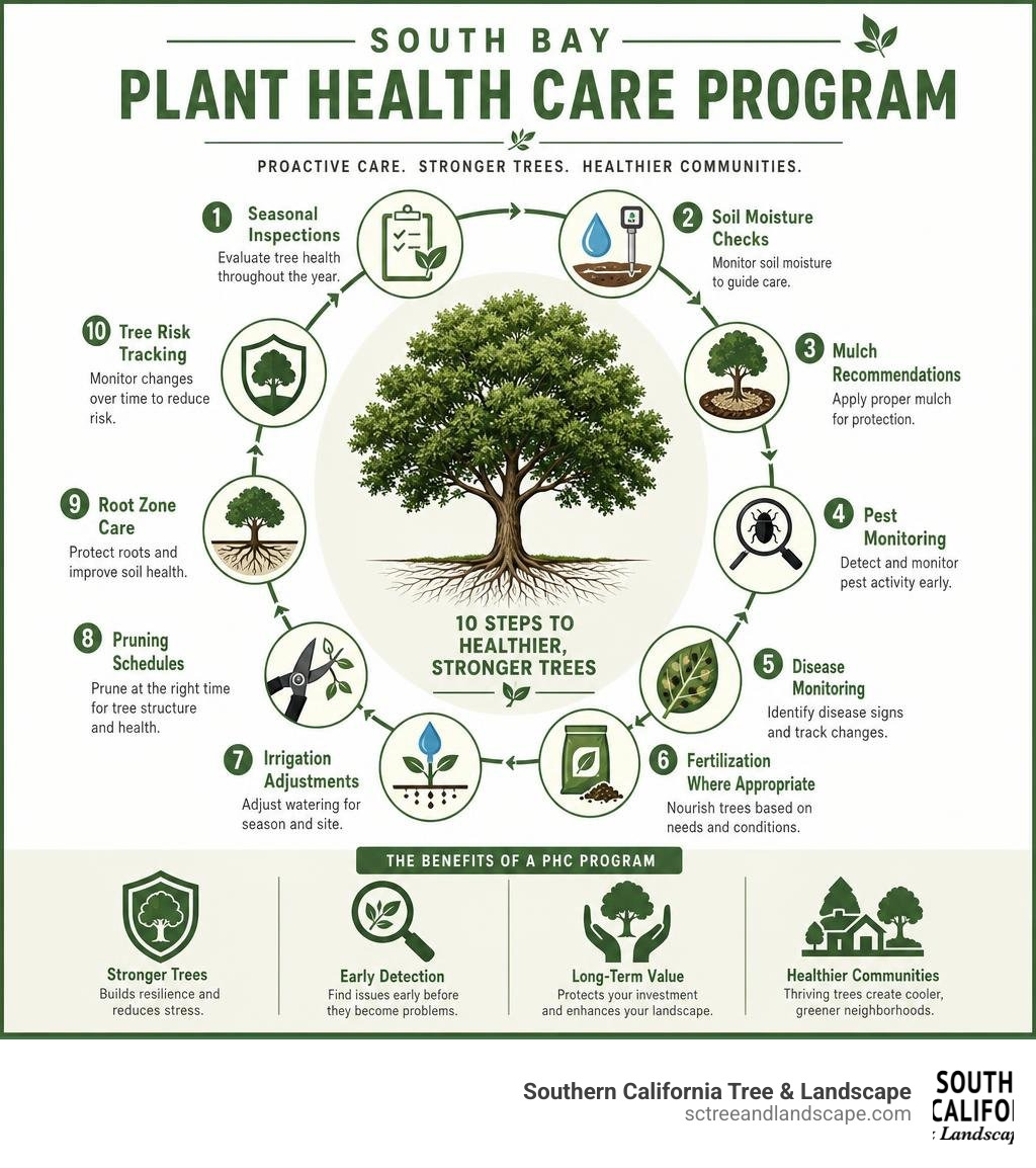 Infographic of South Bay plant health care program steps infographic